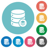 Database layers flat round icons