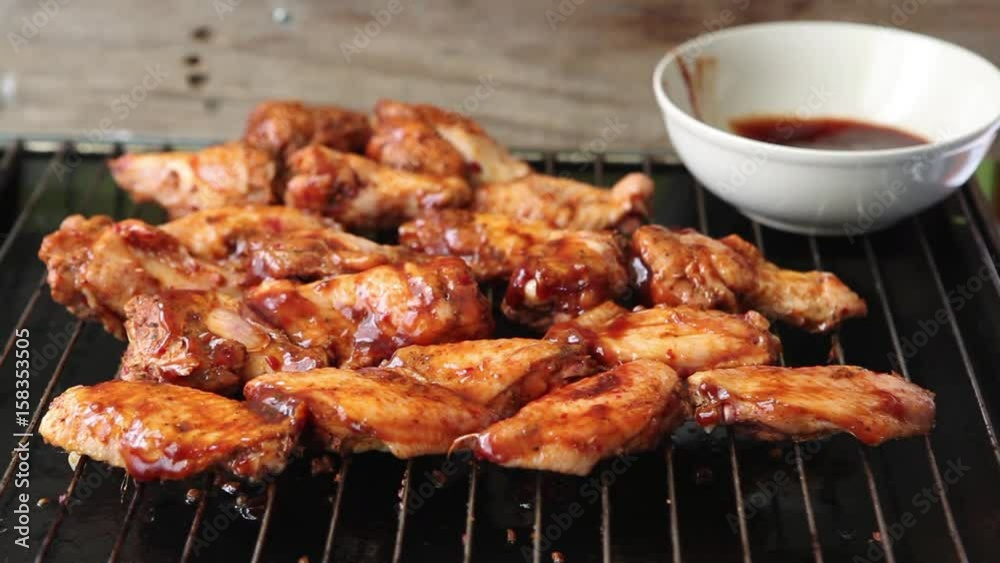 Preparing bbq hot chicken wings Preparing bbq hot chicken wings