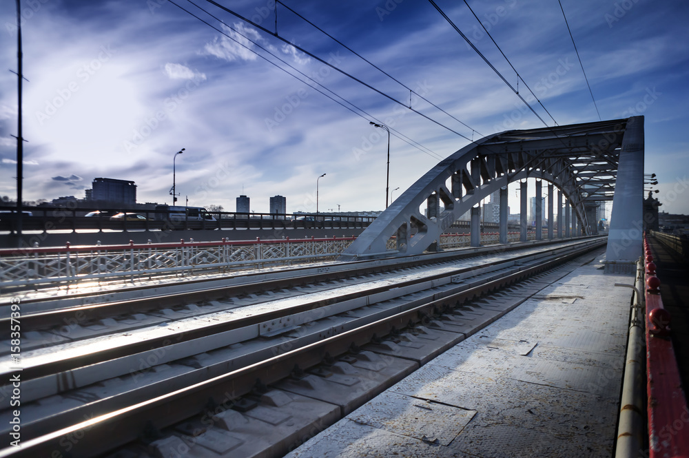 Fototapeta premium Train bridge over river