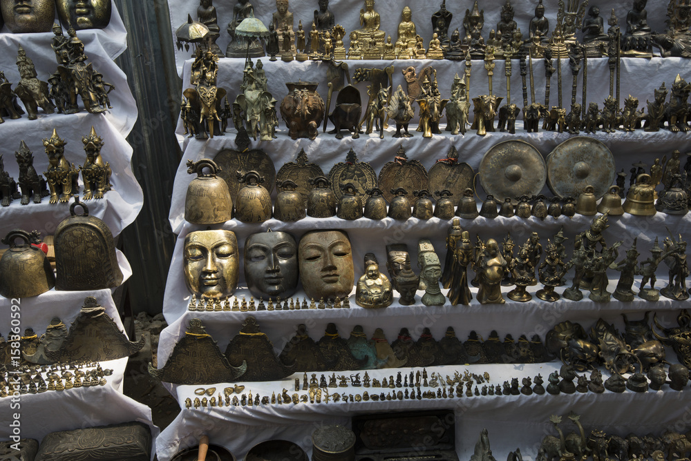Antique Brasswares Souvenir shops on streets in Myanmar Antique Brasswares Souvenir shops on streets in Myanmar
