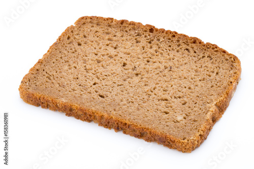 Slices of rye bread isolated on white background.