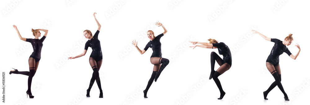 Woman dancing isolated on the white