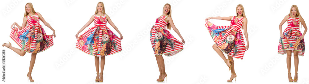 Collage of woman in fashion look isolated on white Collage of woman in fashion look isolated on white