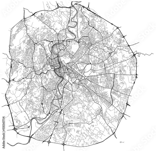 Fotografie, Obraz map of the city of Rome, Italy