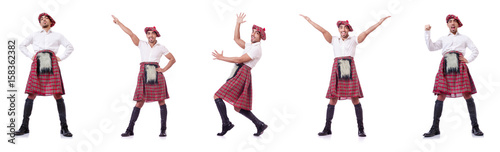 Tableau sur toile Scottish traditions concept with person wearing kilt