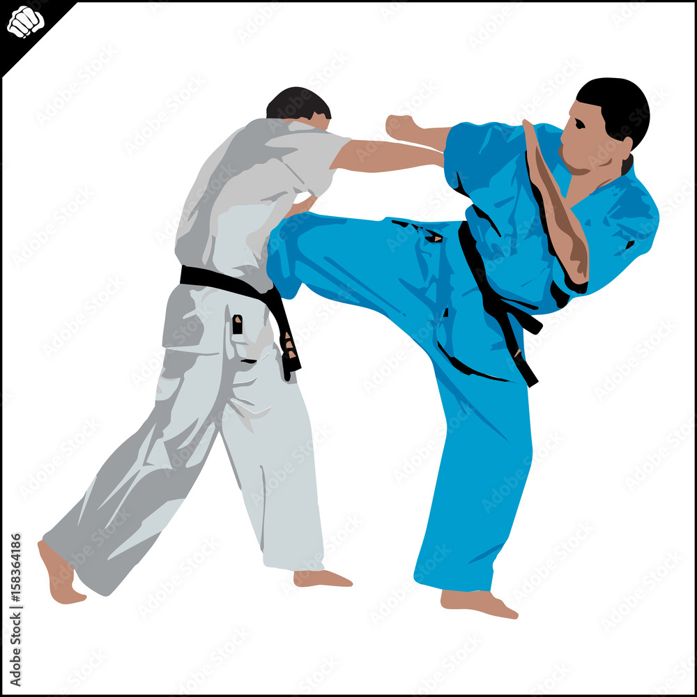 Fighting combat Fighter in kimono dogi taekwondo hapkido Vector EPS Stock  Vector | Adobe Stock