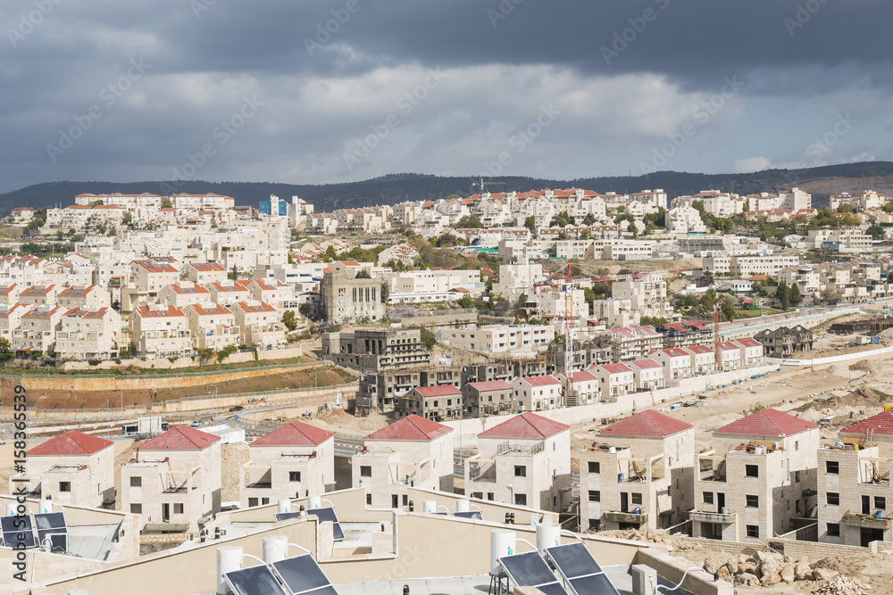 Landscape view to the development of Beit Shemesh town, Ramat Alef (District A), Israel.
