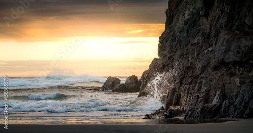 New Zealand Sunset and Waves - Otago Peninsula