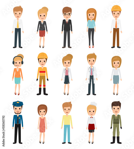 set of people character in occupation. illustration vector of a flat design.