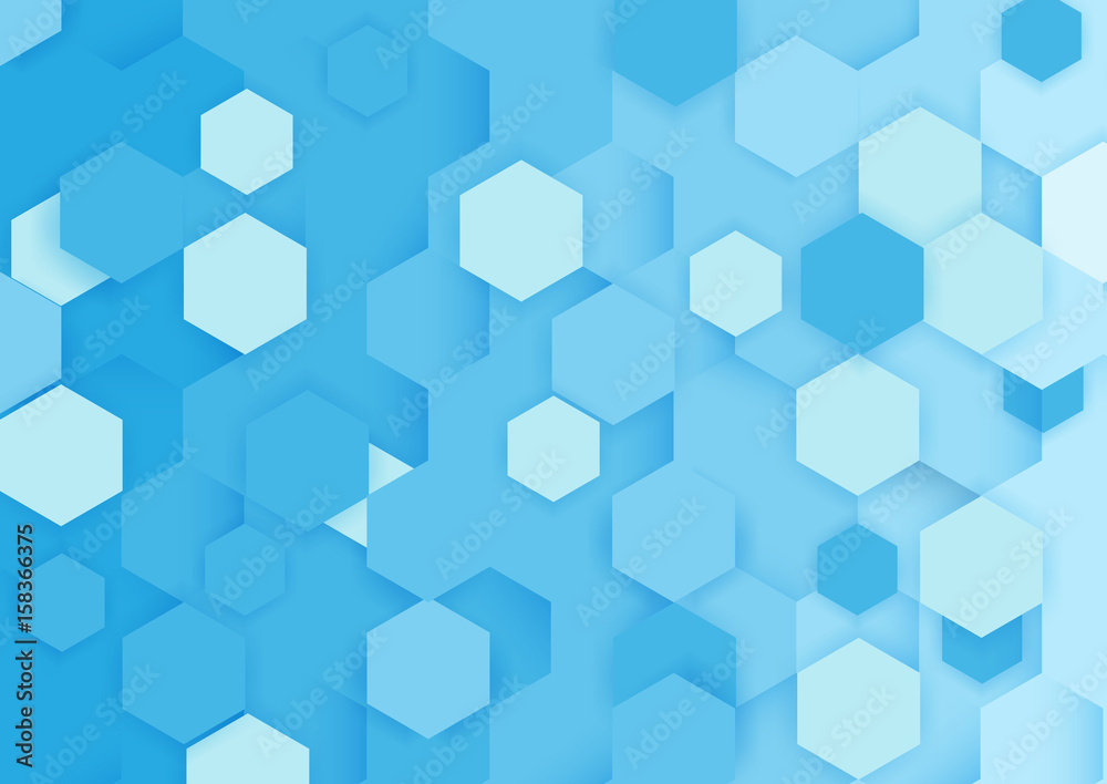 Abstract blue and white repeating hexagons background Abstract blue and white repeating hexagons background