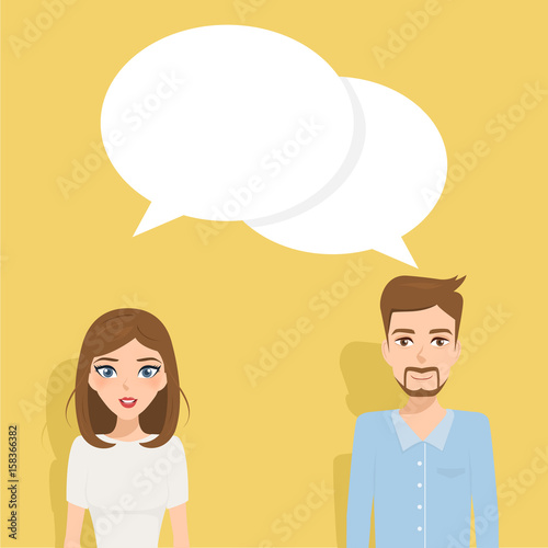 business man and business woman talking character. people in job vector design illustrator.