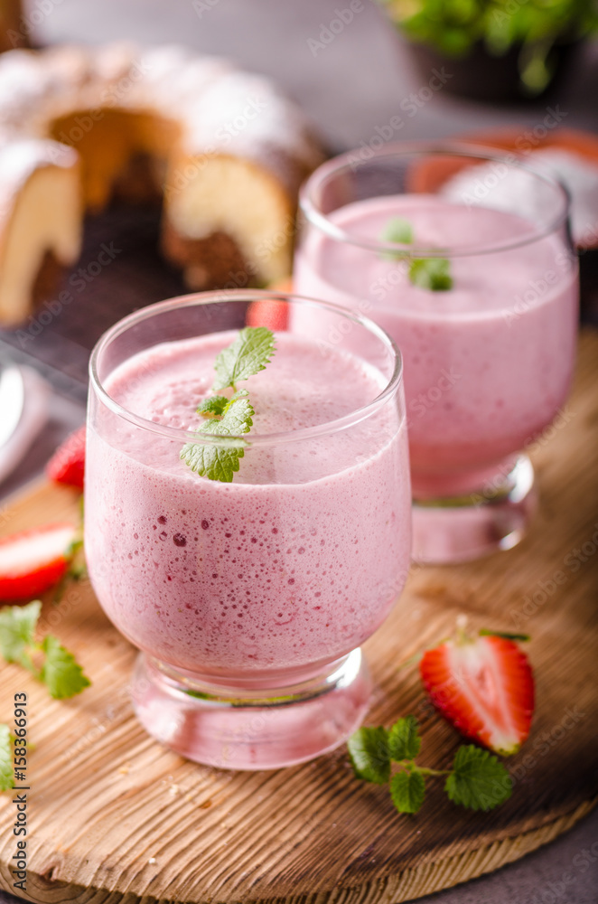 Strawberries milkshake summer drink Strawberries milkshake summer drink