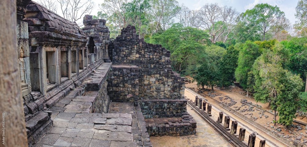 The view from the window of the Baphuon Temple in Angkor Complex, Siem Reap, Cambodia. Ancient Khmer architecture and famous Cambodian landmark, World Heritage