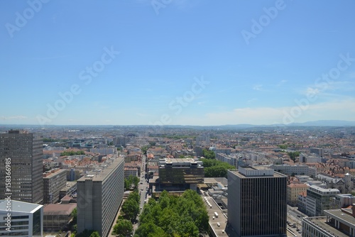 Vue en hauteur des toitures du quartier de la Part Dieu Lyon