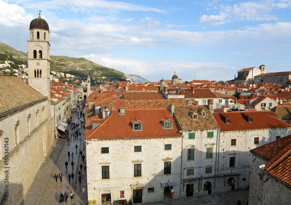 Bell Tower of Franciscan Church and Historic Buildings of the Old City of Dubrovnik, Croatia 