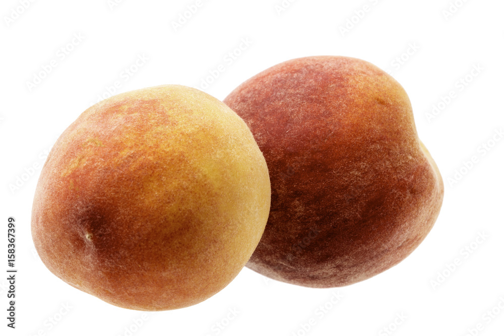 Two Peaches On White Background