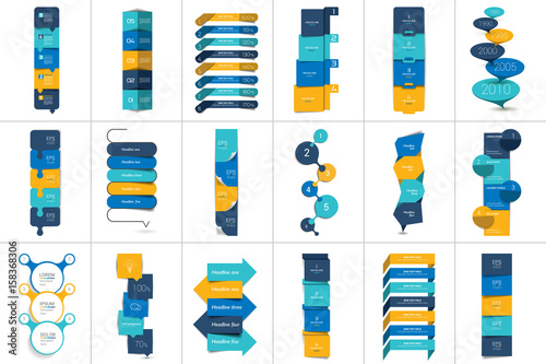 Mega set of Option step by step vertical schedule, tab, banner, bar. Vector design infographic.