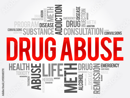 Drug Abuse word cloud collage, health concept background