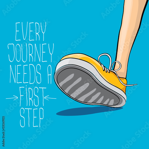 vector hipster sneakers with motivation quote