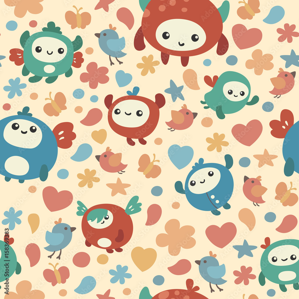 Monsters seamless pattern