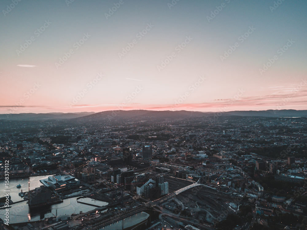 oslo sunset from above oslo sunset from above