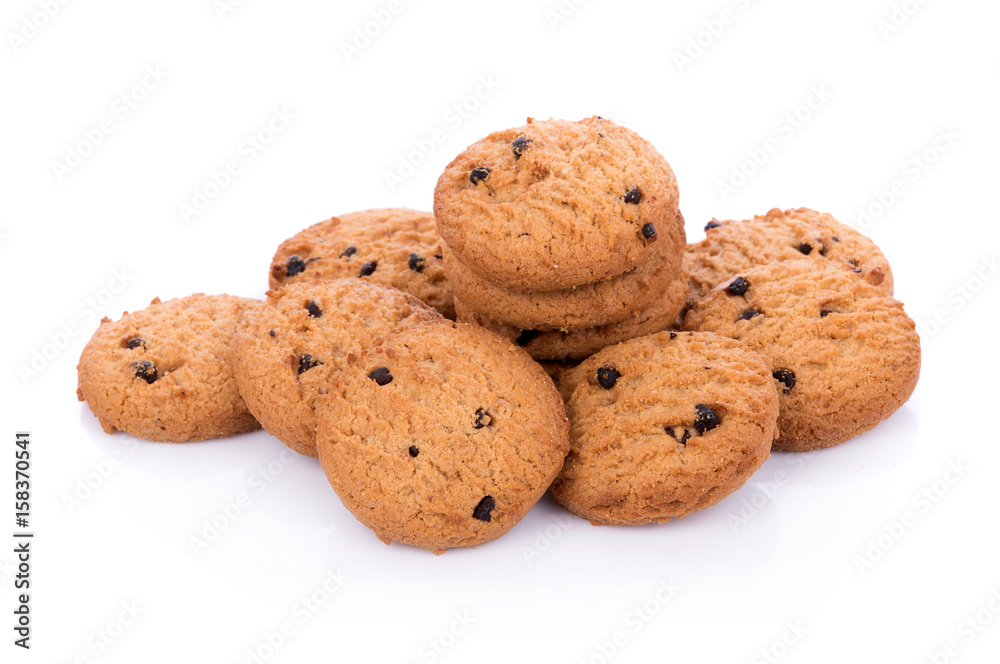 Chocolate chip cookie on white background Chocolate chip cookie on white background