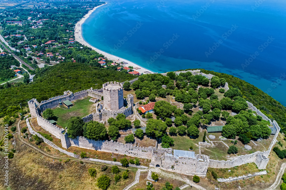 Aerial view of the castle of Platamon, Pieria, Macedonia, Greece