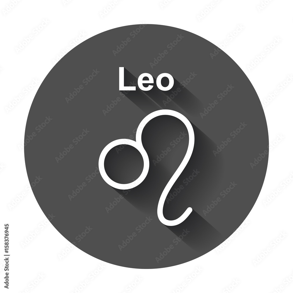 Leo zodiac sign. Flat astrology vector illustration with long shadow. Leo zodiac sign. Flat astrology vector illustration with long shadow.
