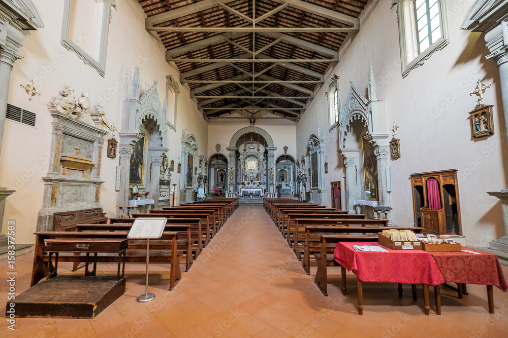 VOLTERRA, TUSCANY - MAY 21, 2017 - Church of Saint Francis, interior
