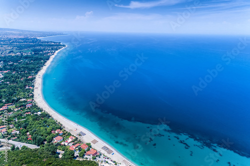 Aerial view of Pantelemonna beach in Pieria, Greece