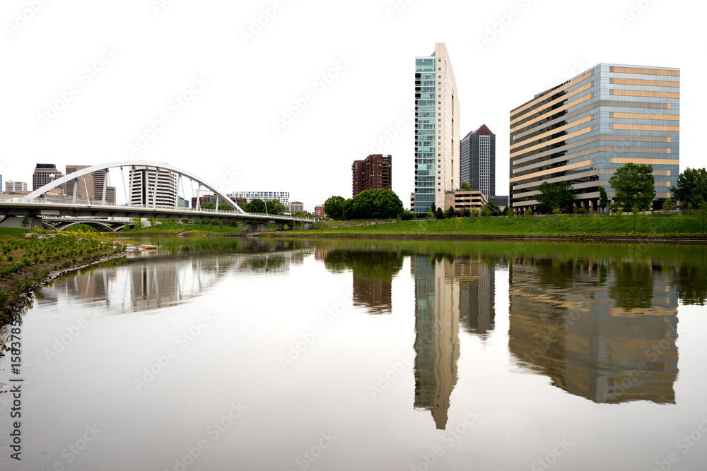 Naklejka premium Unique view of a part of the Columbus Ohio Skyline