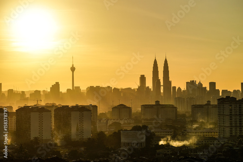 Majestic sunset over downtown Kuala Lumpur, Malaysia