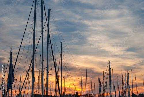 Yacht masts at dusk