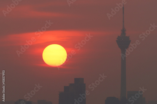 Photography majestic sunset view of downtown Kuala Lumpur, Malaysia