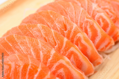 closeup salmon sashimi