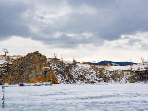 Fototapeta Naklejka Na Ścianę i Meble -  Beautiful view of Cape Burkhan at Lake Baikal