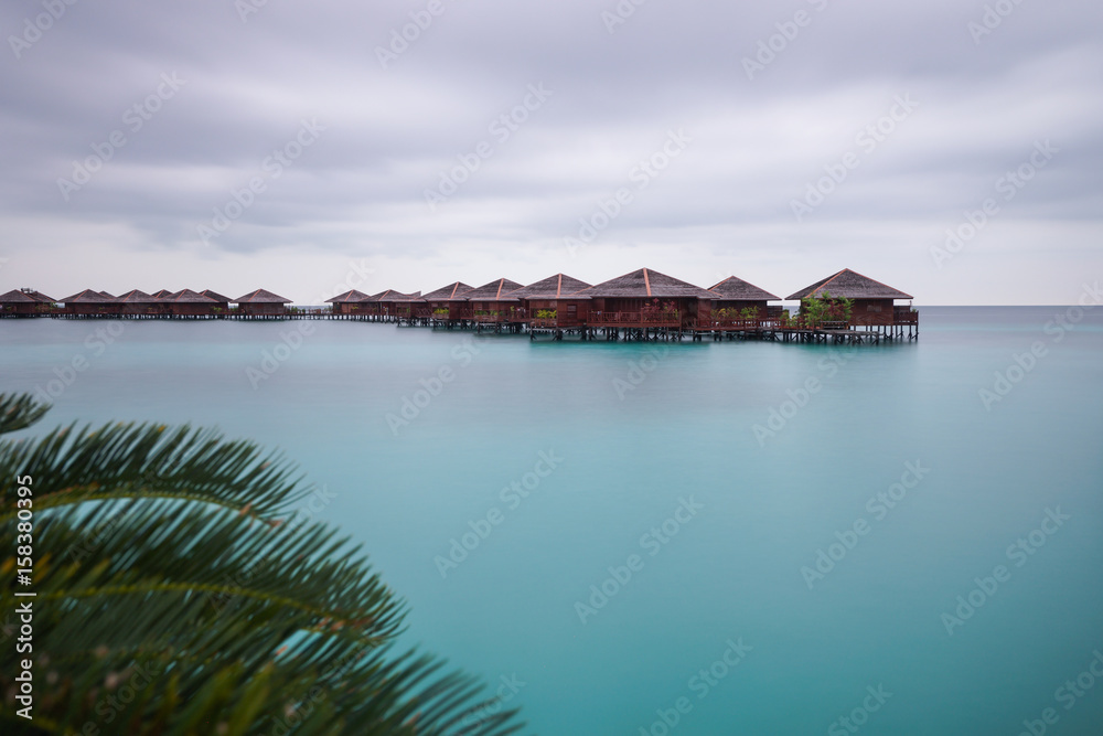 View of floating resort in Mabul island, Sabah, Malaysia