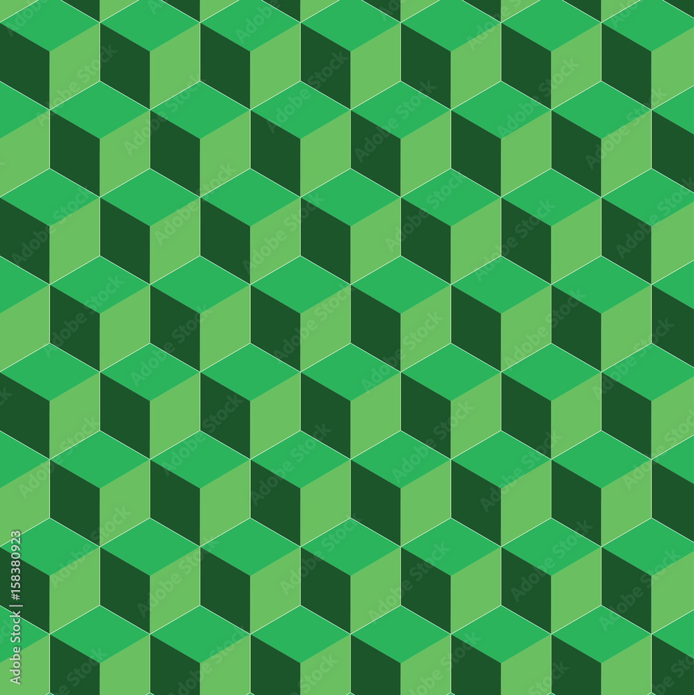 seamless green cube pattern. Colorful design, geometric 3d vector wallpaper seamless green cube pattern. Colorful design, geometric 3d vector wallpaper