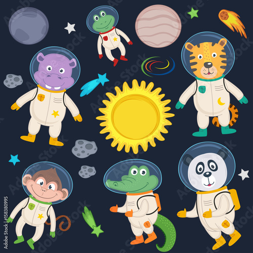 set of animals in space part 2 - vector illustration, eps
