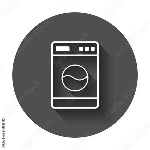 Washer flat vector icon. Laundress sign symbol flat vector illustration with long shadow.