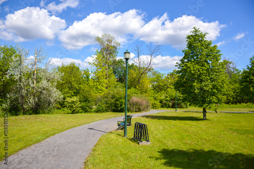 Photography The old green lantern in the park of Canada