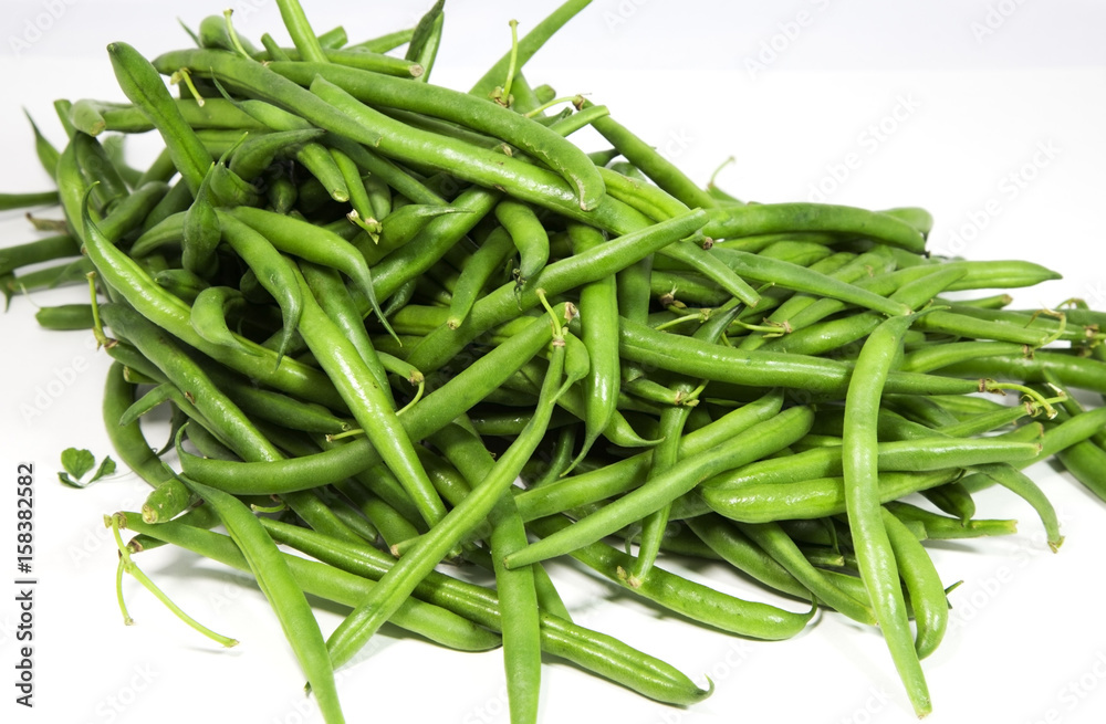 Fresh green string beans. Isolated. Fresh green string beans. Isolated.
