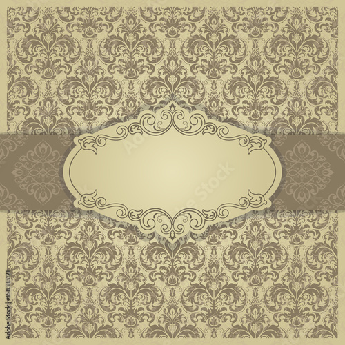 Vintage ornate cards in oriental style. Golden Eastern floral decor. Template frame for greeting card and wedding invitation. Ornate vector border and place for your text. © psk55