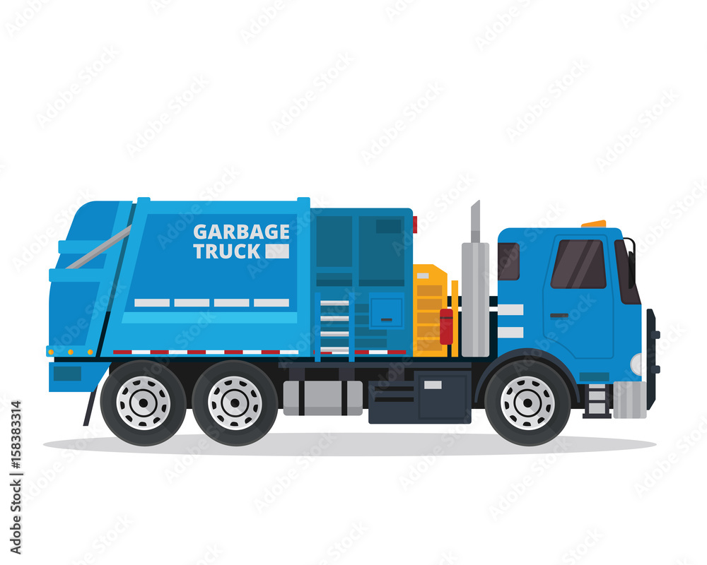 Modern Flat Isolated Garbage Truck Illustration Modern Flat Isolated Garbage Truck Illustration