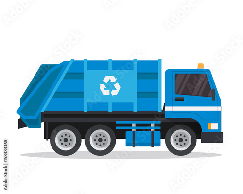 Modern Flat Isolated Garbage Truck Illustration