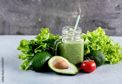 Green smoothie Avocado smoothie Diet eating Healthy food photo