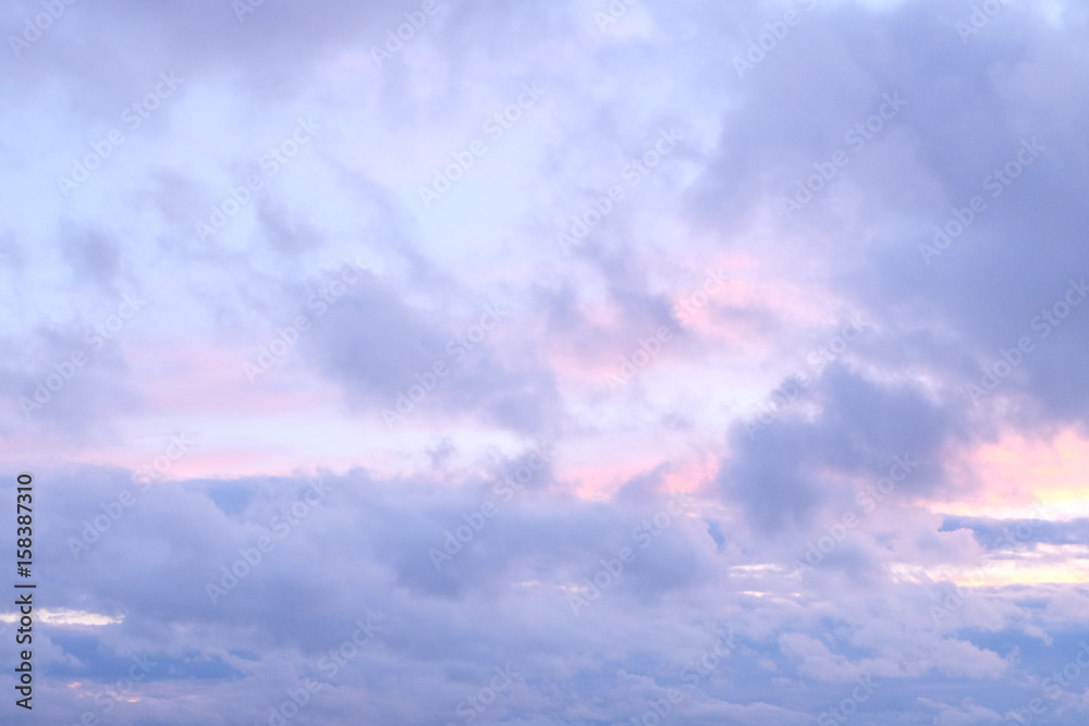 Colorful evening sky with fluffy clouds