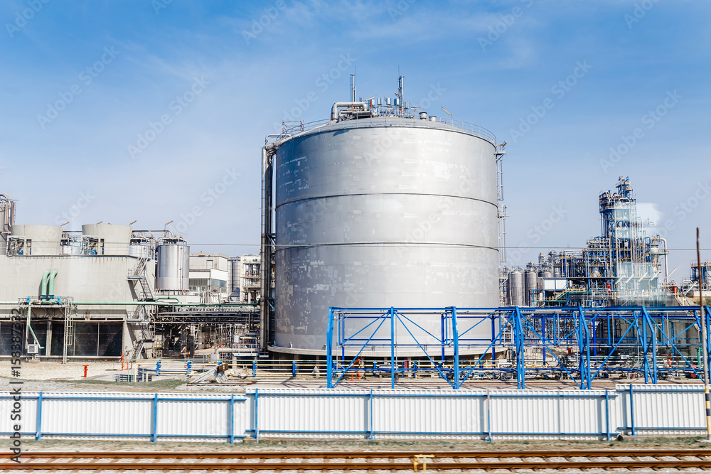 petrol industrial zone with big white tank petrol industrial zone with big white tank