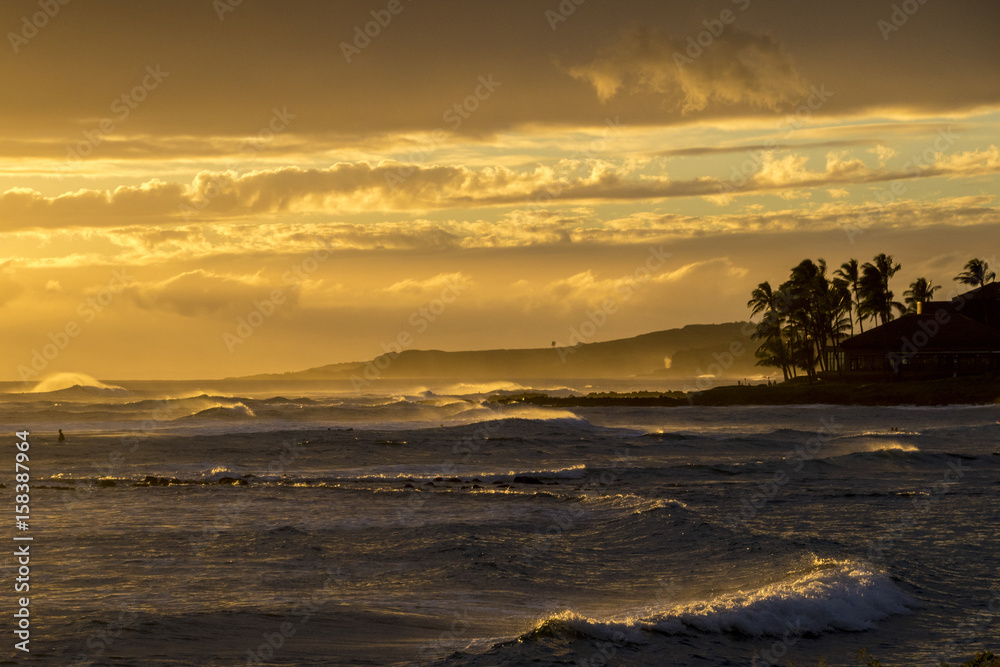 Golden Sunset in Kauai Hawaii