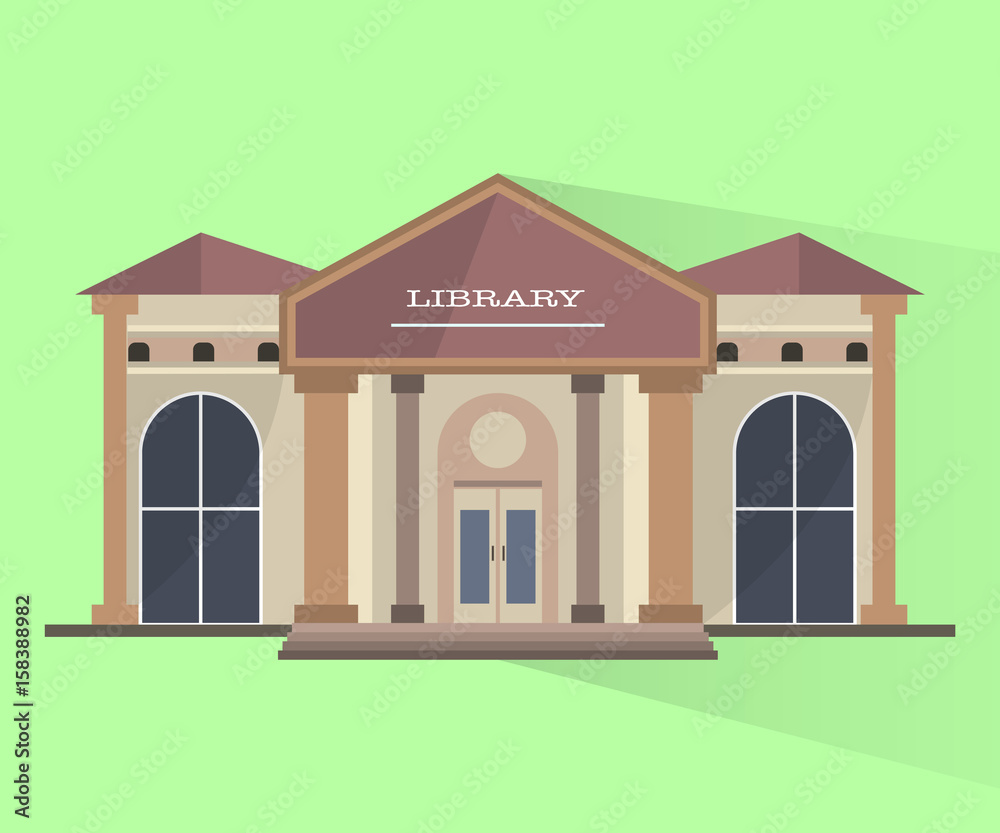 Illustration of Library isolated object on green background  